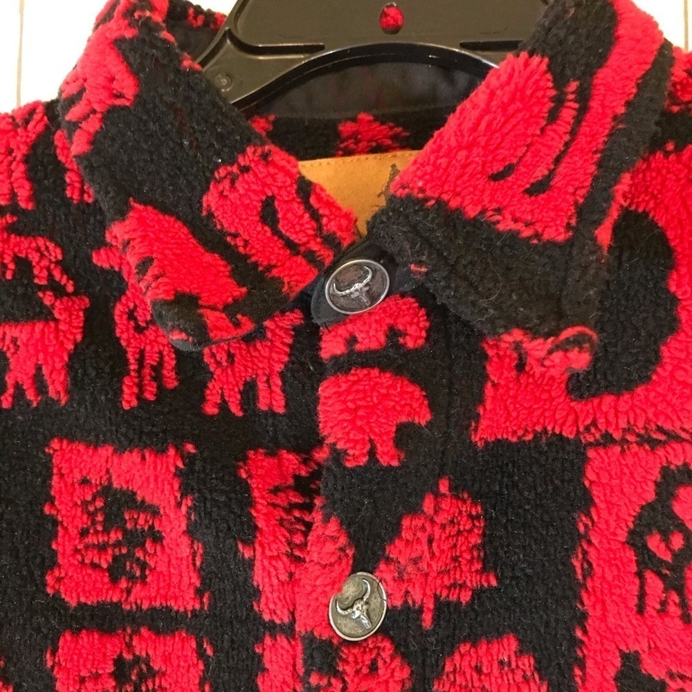 Women’s Barn Fly Ranch Collection Red & BlackPattern Button Up Jacket - Picture 4 of 15